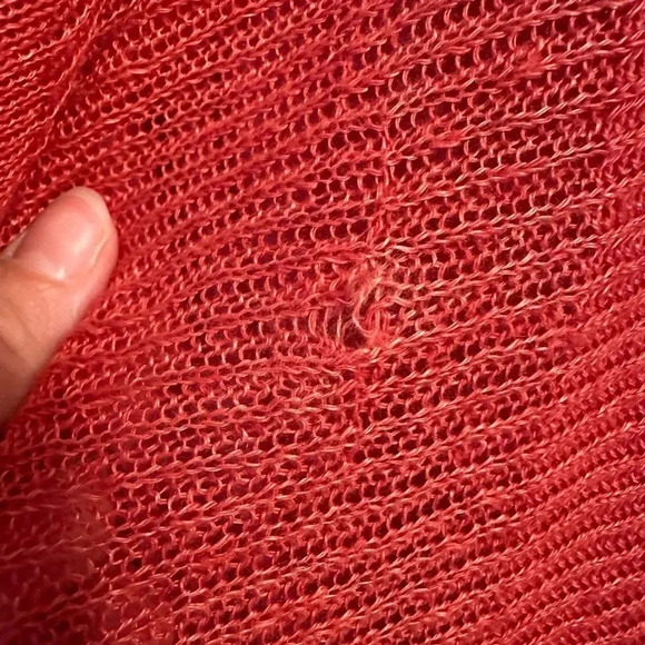 Eileen Fisher red Lightweight Linen Open Long Sleeve Cardigan Size small - Picture 2 of 5